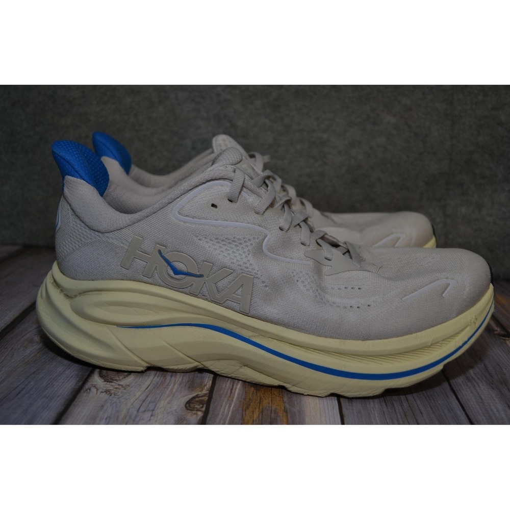 Hoka One One Clifton 10 Shoes‎ Mens 11.5D Beige Running Sneakers 1162030 SCCV